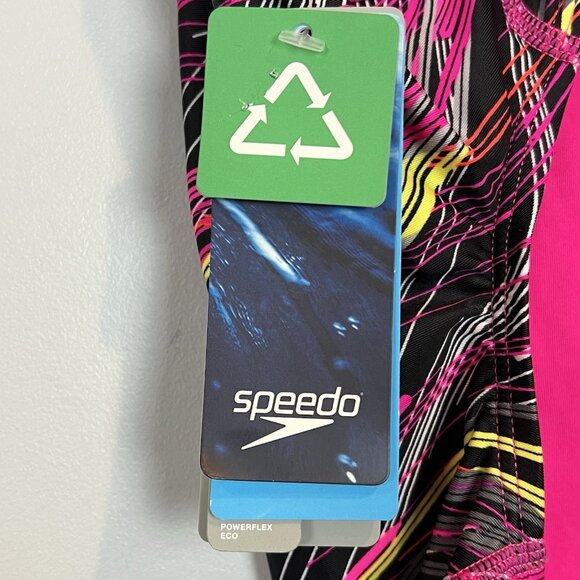 SPEEDO Fragments Drill Back PowerFlex Pink Swimsuit Women's size 10 / 36 NWT - Picture 5 of 14